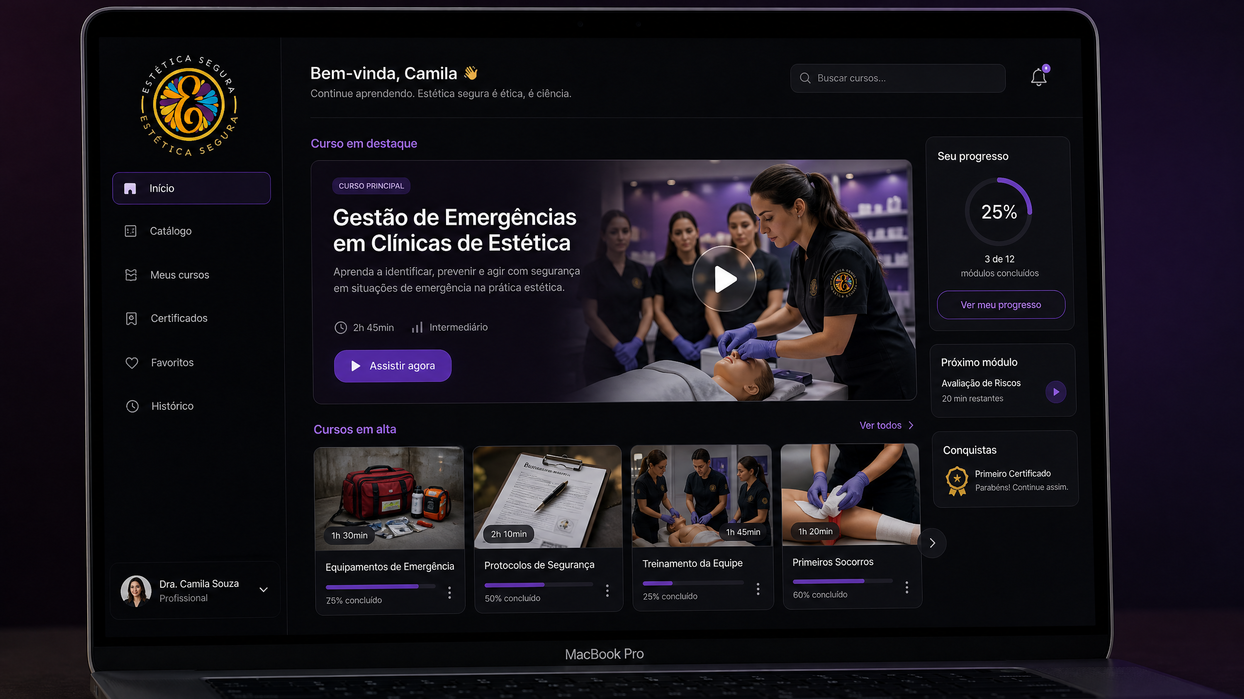 Plataforma de treinamento Estética Segura